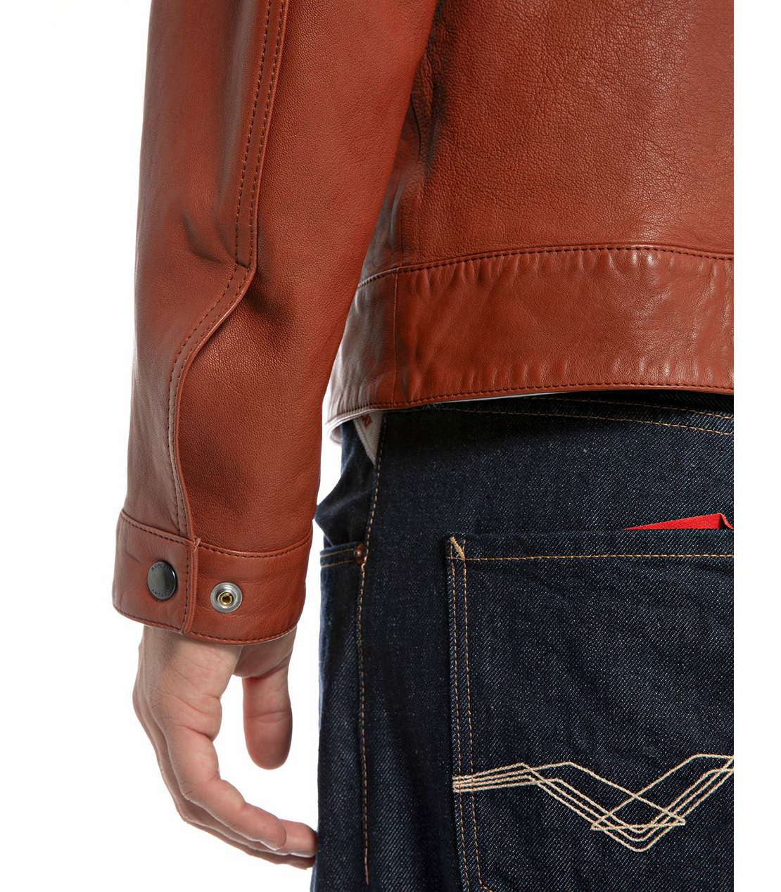 リラックスフィット ワックスレザージャケット 詳細画像 コニャック 6